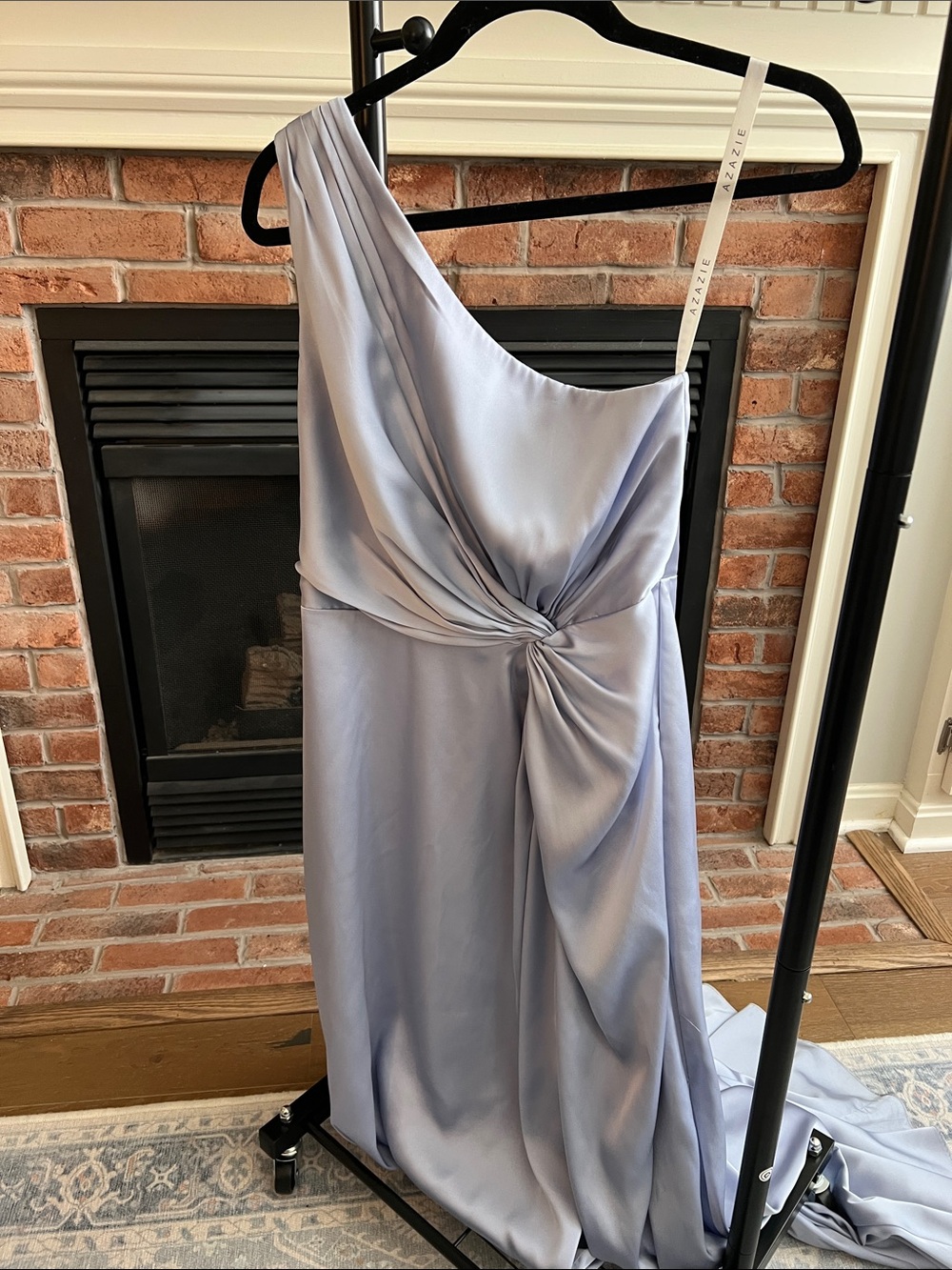 Azazie One-Shoulder Pale Lavender Satin Gown